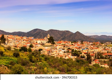 Typical Cyprus Village In The Troodos Mountains.