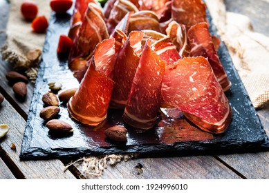 Typical dried spanish meat, beef meat, tapa de  cecina de León - Shutterstock ID 1924996010