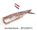 Typical Dutch salted herring called maatje or zoute haring