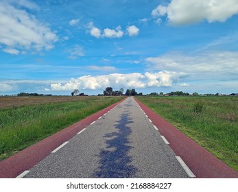 Typical Dutch Wide Open Landscape In The Netherlands