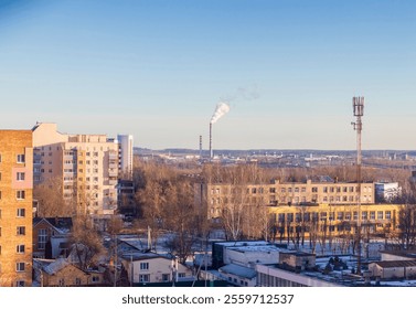 Typical eastern european city seen trough window at winter - Powered by Shutterstock