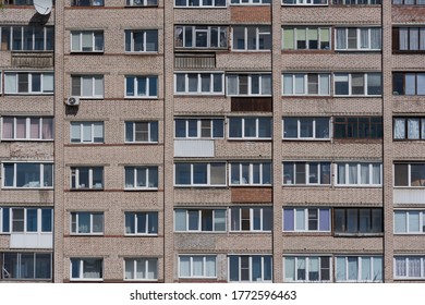 Typical facade of the panel building in the post Soviet countries