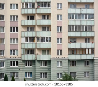 Typical facade of russian multi-storey residential building