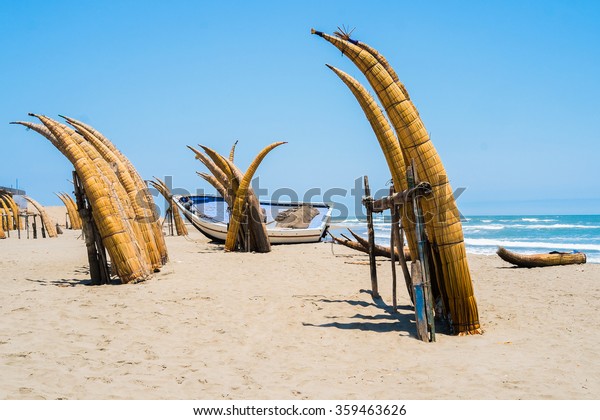 Typical Fishing Boat Caballitos On Beach Stock Photo Edit Now 359463626