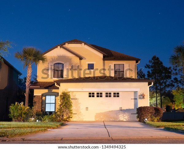 A typical Florida house at\
night