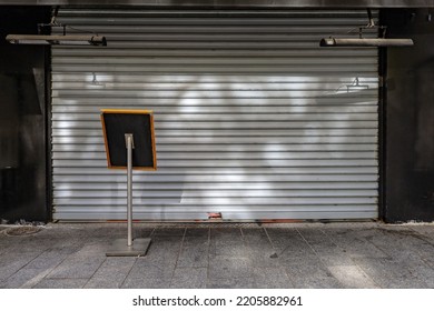 Typical French Vintage Boutique Storefront Facade Template And Iron Curtain