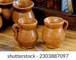 Typical guatemalan handmade pottery mugs souvenirs. Antigua - Guatemala. 24th of March 2011