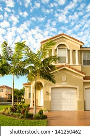 A Typical House In The Suburbs Of Miami, Florida.