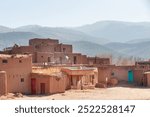 Typical housing in ancient Taos Pueblo Native American reservation, UNESCO world heritage site, New Mexico, USA