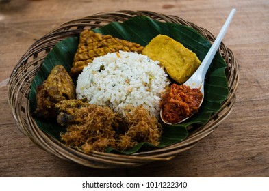 Typical Indonesian Dish Nasi Liwet Close-up.