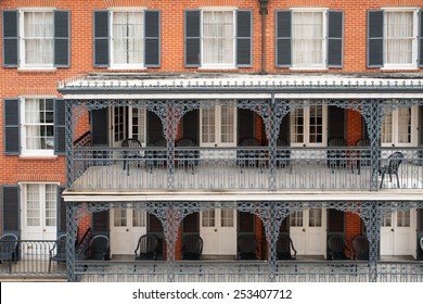 Typical ironwork building in French Quarter, New Orleans