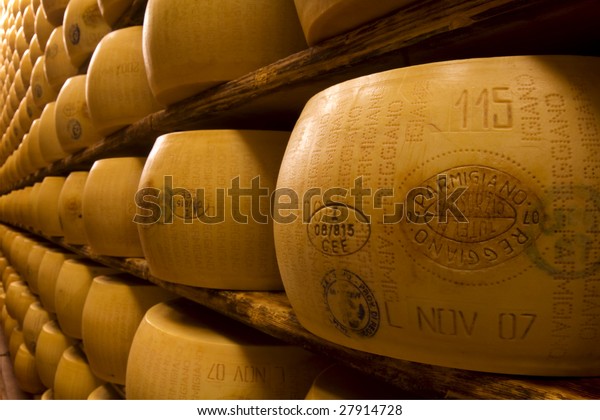 Typical Italian Cheese Parmigiano Reggiano Parmesan Stock Photo ...