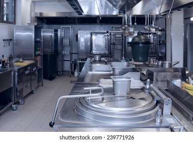 Typical Kitchen Of A Restaurant, No People