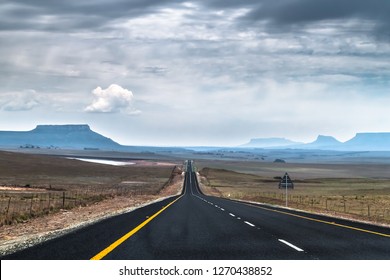 Typical Landscape with Highway N3 close to Golden Gate Highlands National Park in South Africa's Freestate