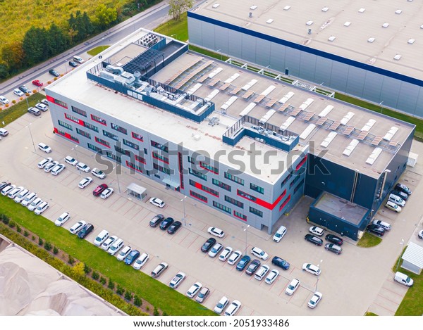 Typical light industrial and small business offices\
viewed from above