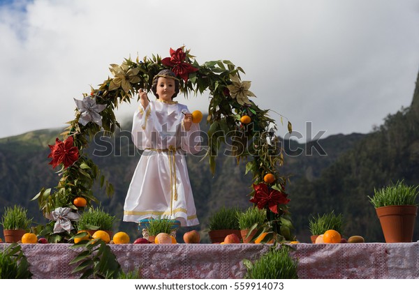 Typical Madeira Island Christmas Crib Steps Royalty Free Stock Image