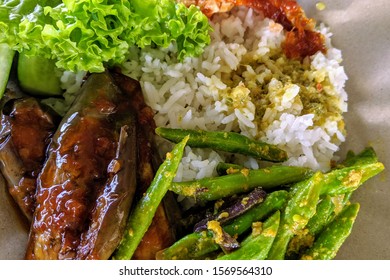 Typical Malaysian Daily Lunch Called Nasi Campur.