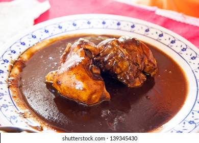 A Typical Mexican Dish, Chicken In Brown Mole