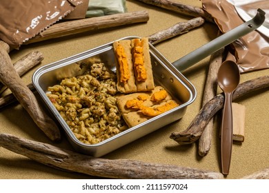 Typical Military Food Set For Outdoor Survival