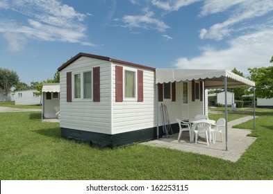typical mobil home on a campsite in italy