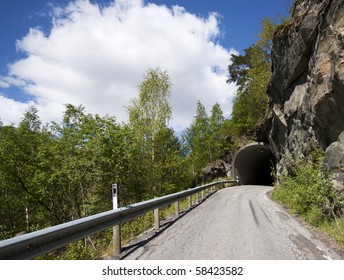 Typical Norwegian Road At The West Coast Of Norway