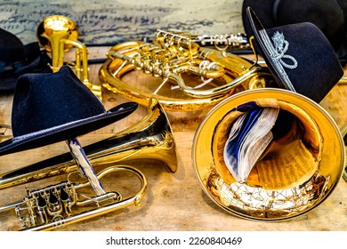 typical old bavarian brass instrument - photo - Shutterstock ID 2260840469