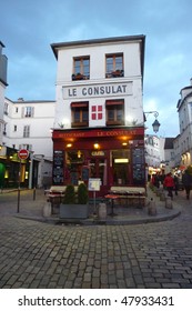 Typical Parisian Cafe In Montmartre