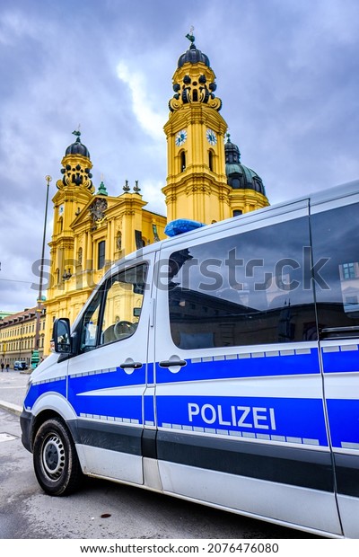 typical police car in\
germany - munich