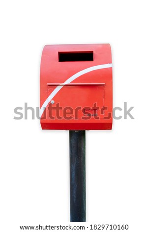 typical red Thai postbox isolated on white background.