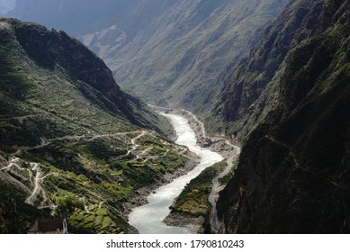 The typical river-valley landforms of the Lancang River in Yunnan, China