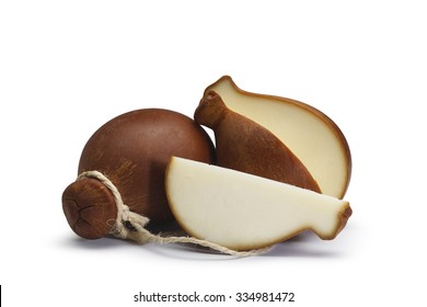 Typical Sicilian Smoked Cheese On White Background