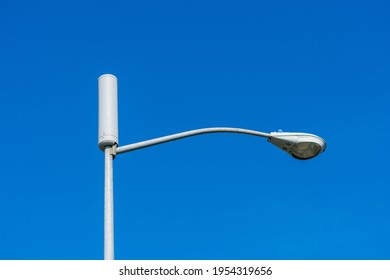 A Typical Small Cell Antenna For 5G Wireless Network Installed On A Street Light Pole