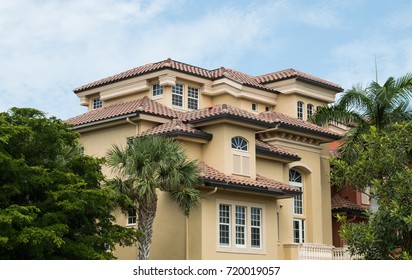 Typical South Florida Modern Villa House Architecture In Spanish Style 