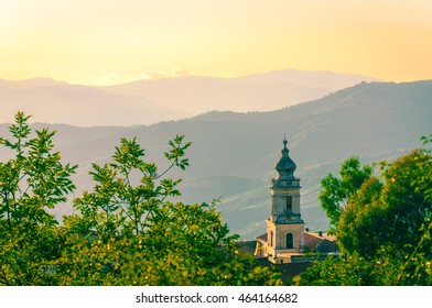 Typical Southern-Italian Rural Landscape, With Small Church. Salento, Campania