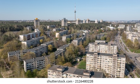 Typical Soviet Residential Area With Gorbachev Era Buildings