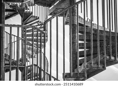 typical spiral staircase - emergency exit at a apartment building in austria - Powered by Shutterstock