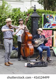 Typical Street Musicians For Jazz Music In New Orleans - NEW ORLEANS, LOUSIANA - APRIL 17, 2016