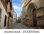 Typical street in the old town of Úbeda, Jaén, Andalusia, a World Heritage city, with the church of San Pablo in the foreground