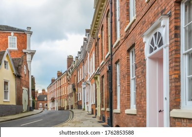 Typical Street in Shrewsbury Town with Georgian Windows and Doors.