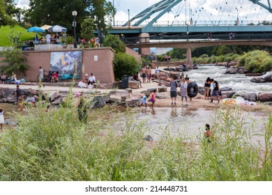 Typical Summer Weekend At Confluence Park In Downtown Denver, Colorado.