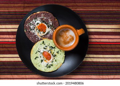 typical toast with black beans and guacamole from Guatemala