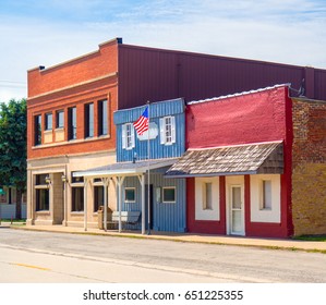 Typical USA Main Street Small Town Downtown Commercial Business Building Storefronts