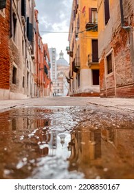 Typical Venetian Architecture And Street View From Venice, Italy.