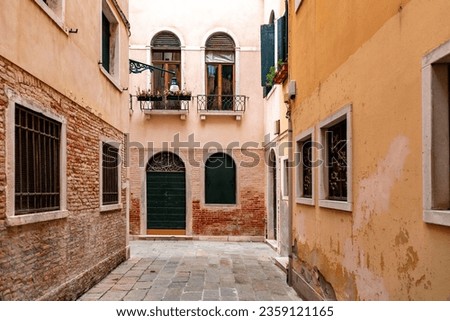 Typical Venetian architecture and street view from Venice, Italy.