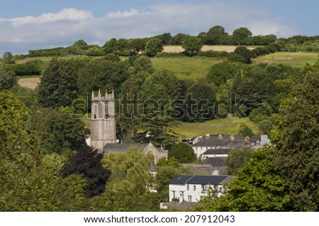 A typical view of a rural town in Devon, England. This is the town of Ashburton.