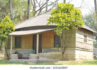A typical village hut house. Tourist house in the village of Zinda Park. Houses and environment in Bangladesh