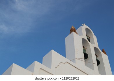 Typical Whitewashed Church with Bells in Imerovigli, Santorini, Greece - Shutterstock ID 1129252922
