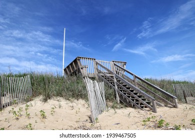 Typical of wooden decks found in beach communities on Eastern seaboard of US.