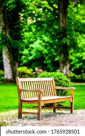 typical wooden park bench - photo