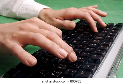 typing hands close-up